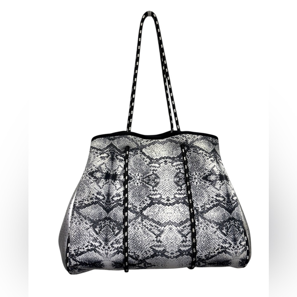 Python Print Neoprene Silver Tote Bag - Picture 2 of 8
